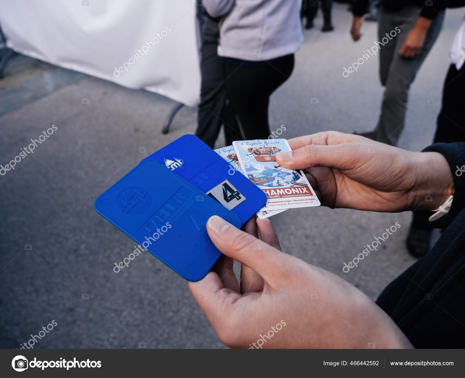 Tickets to Chamonis MontBlanc cable car mountain to visit the iconic Aiguille du Midi Stock