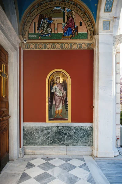 View on the outside facade of icon of Agia Paraskevi Church — Stock Photo, Image