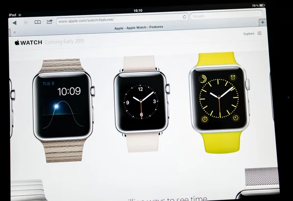 Komputery Apple stronie ogłoszenie Apple Watch — Zdjęcie stockowe