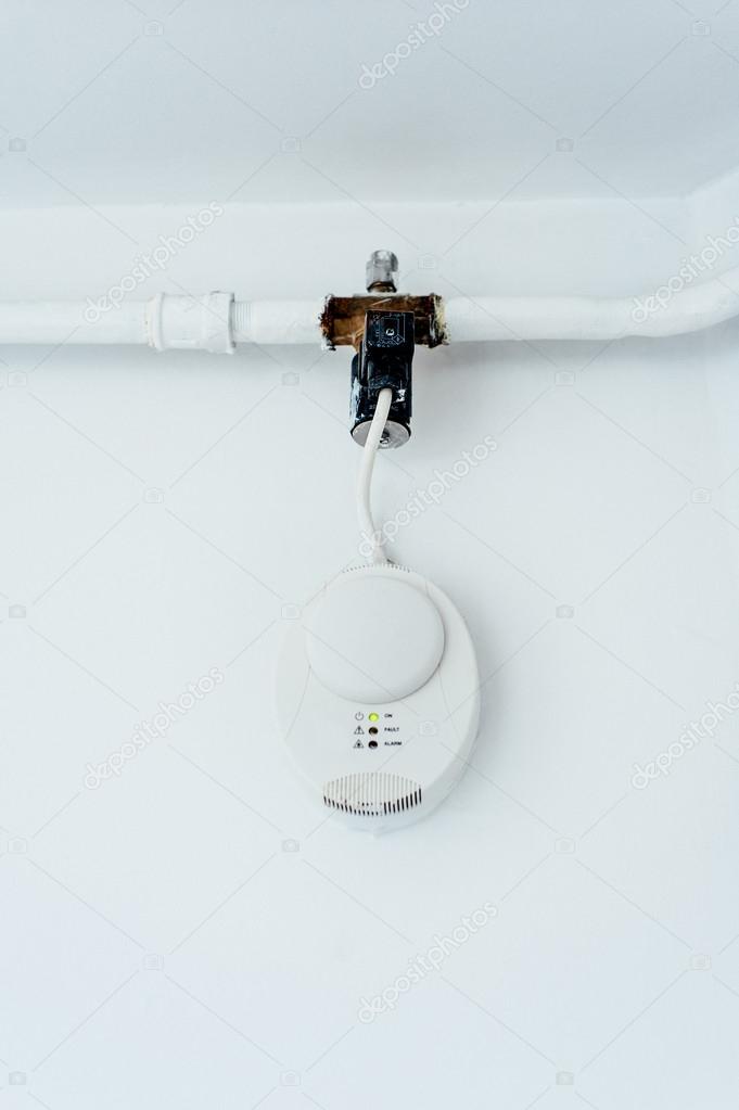 Gas carbon monoxide detector on a wall.