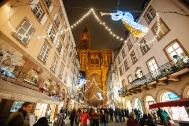 The oldest Christmas Market in Europe - Strasbourg, Alsace, Fran clipart
