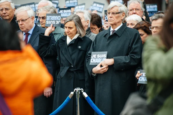 Strasbourg csendes vigil tartogat meggyilkoltak Párizs támadás — Stock Fotó