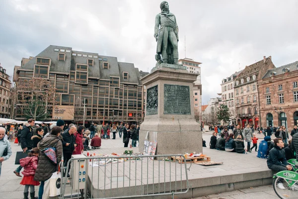 Mass unity rally held in Strasbourg following recent terrorist a — Stock Photo, Image