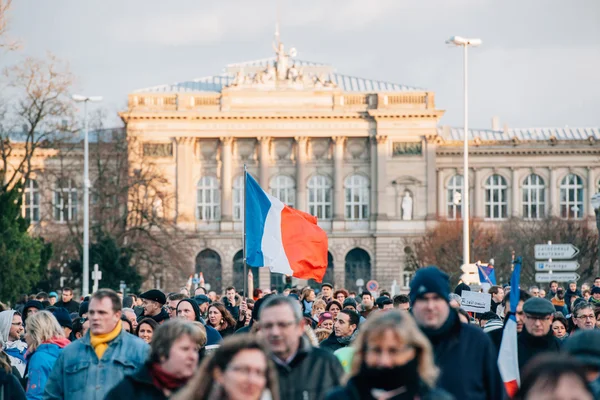 Manifestación de unidad de masas en Estrasburgo tras terrorista reciente a — Foto de Stock