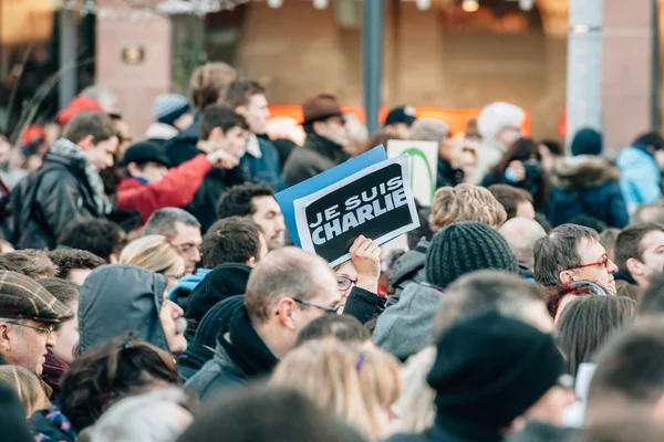 Mass unity rally held in Strasbourg following recent terrorist a — Stock Photo, Image