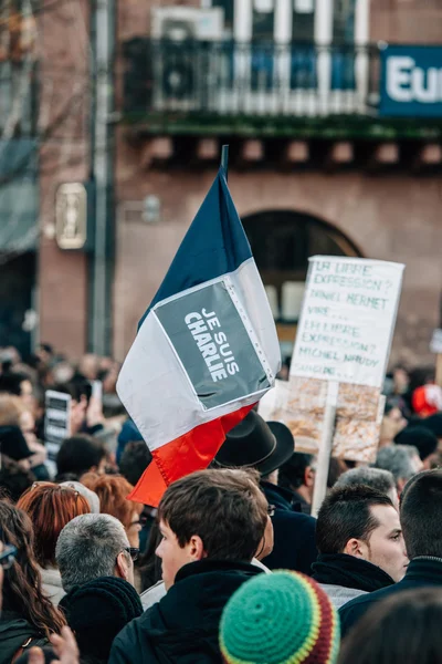 Mass unity rally held in Strasbourg following recent terrorist a — Stock Photo, Image