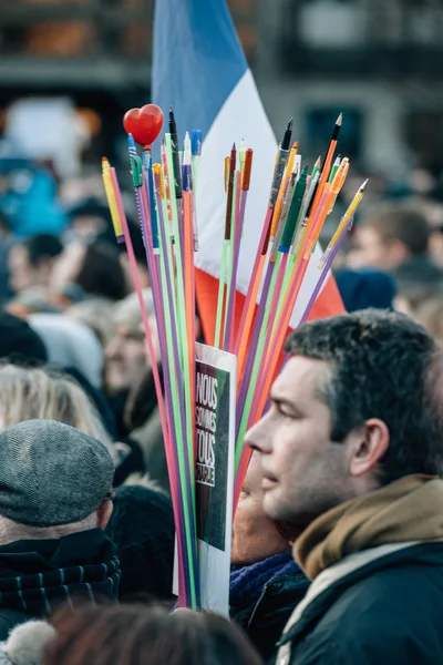 Manifestación de unidad de masas en Estrasburgo tras terrorista reciente a — Foto de Stock