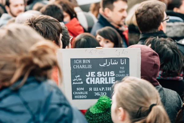 Mass unity rally held in Strasbourg following recent terrorist a — Stock Photo, Image