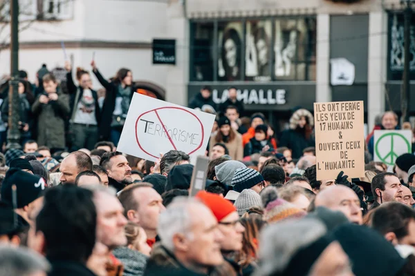 Mass unity rally held in Strasbourg following recent terrorist a — Stock Photo, Image