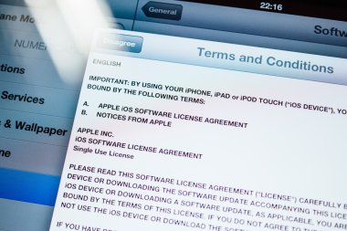 Apple bilgisayarlar şartlar ve koşullar güncelleme sırasında IOS aygıtta
