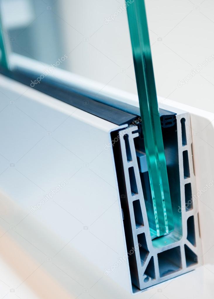 Cross section of a PVC window