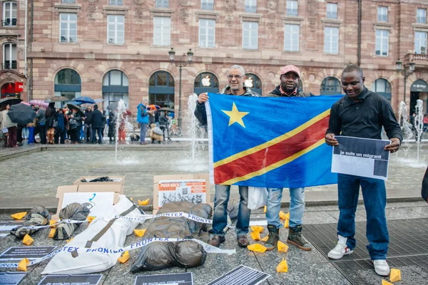 Protest mot innvandringspolitikken – stockfoto