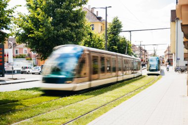 Strasbourg, Fransa şehir tramvay tren.