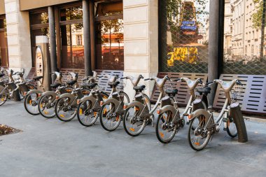 Velib bike sharing station in Paris, France clipart