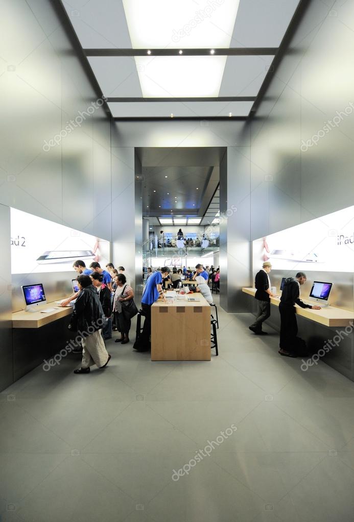 PARIS, FRANCE - JULY 03, 2011: Exterior of Apple store inside the The Carrousel du Louvre, the largest underground shopping mall in Paris, France