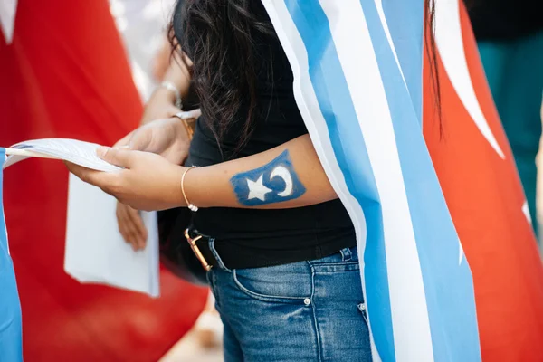 Uyghur human rights activists protest — Stock Photo, Image