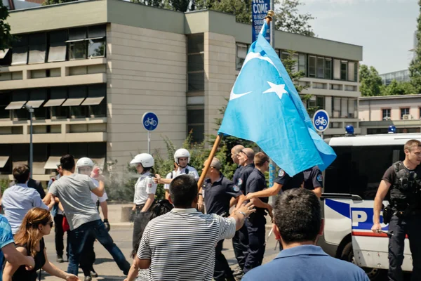 Ujgurské lidskoprávní aktivisté protestují — Stock fotografie