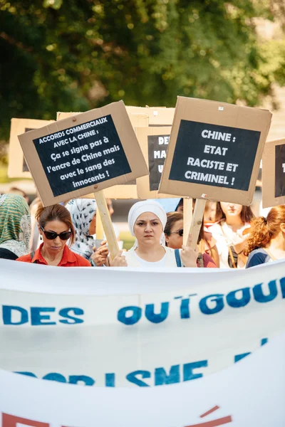 Ujgurské lidskoprávní aktivisté protestují — Stock fotografie