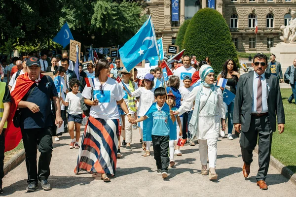 Ujgurské lidskoprávní aktivisté protestují — Stock fotografie