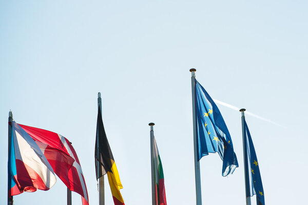 Европейские флаги и авиатропа в европейской столице
