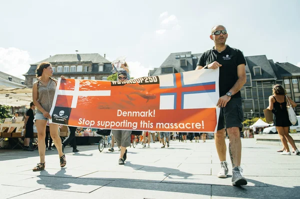 Sea Shepherd protestują przeciwko aresztowaniu wieloryby pilot uboju — Zdjęcie stockowe