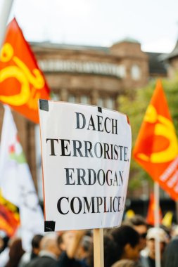 Göstericiler Türk Başkan Erdoğan polic karşı protesto