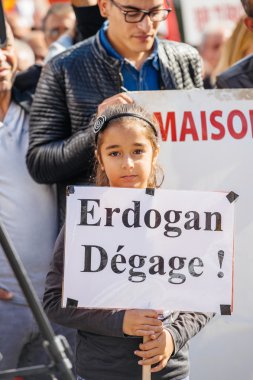 Demonstrators protesting against Turkish President Erdogan polic clipart