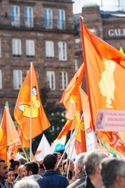 Göstericiler Türk Başkan Erdoğan polic karşı protesto