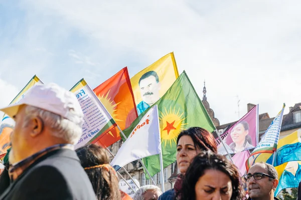 Göstericiler Türk Başkan Erdoğan polic karşı protesto — Stok fotoğraf