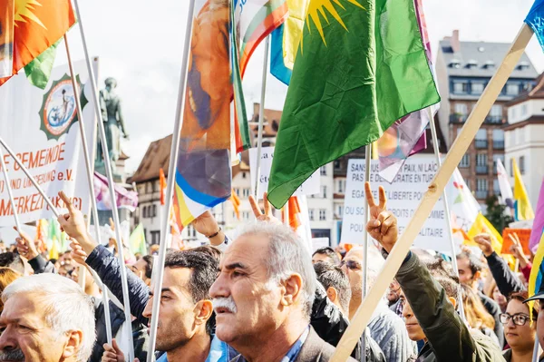 Göstericiler Türk Başkan Erdoğan polic karşı protesto — Stok fotoğraf