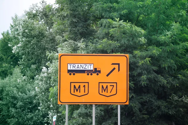 Tranzit transit highway sign in Hungary — Stock Photo, Image