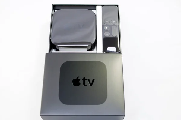 New Apple TV media streaming player microconsole — Stock fotografie