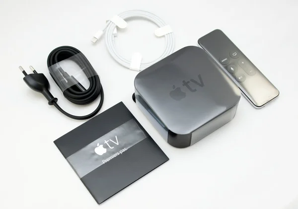New Apple TV media streaming player microconsole — Zdjęcie stockowe