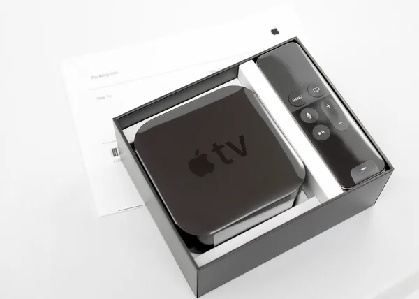 New Apple TV media streaming player microconsole — 图库照片