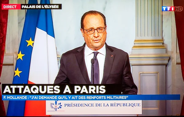 Francois Hollande at french television after attacks