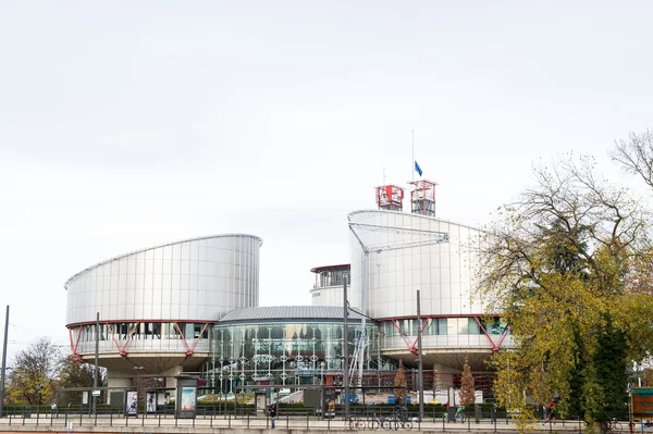 Europese Unie vlag vliegt op halfstok EVRM — Stockfoto