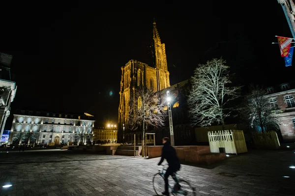 Almost empty French Place near Cathedral after paris Attacks ロイヤリティフリーのストック画像