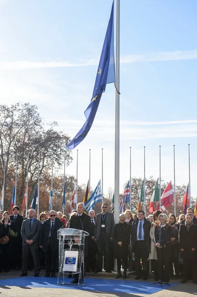 Minute of silence in tribute to the victims of Paris, Council of — Stock Photo, Image