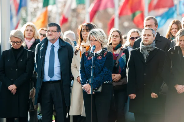 Minuut van stilte in eerbetoon aan de slachtoffers van Parijs, Raad van — Stockfoto