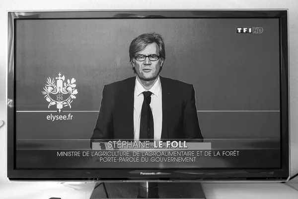 Stephane le Foll - Transmisión en directo de la operación antiterrorista — Foto de Stock