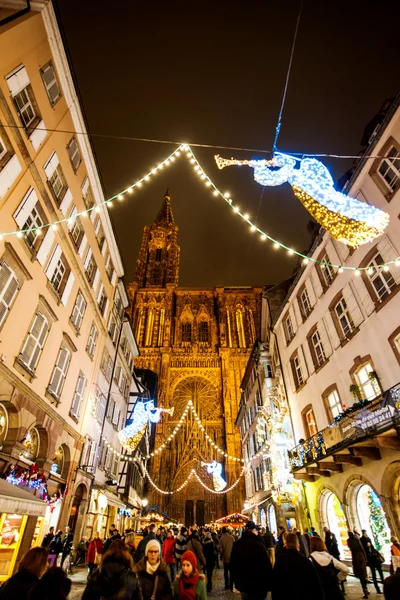 Mercado tradicional de Natal na histórica Estrasburgo França — Fotografia de Stock