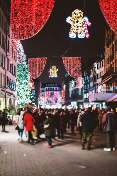 Traditionele kerstmarkt in het historische Straatsburg-Frankrijk — Stockfoto