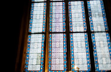 Stained glass with beautiful floral ornament