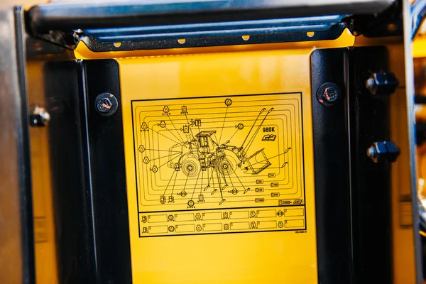 Liebherr tractor with schematic draw — 스톡 사진