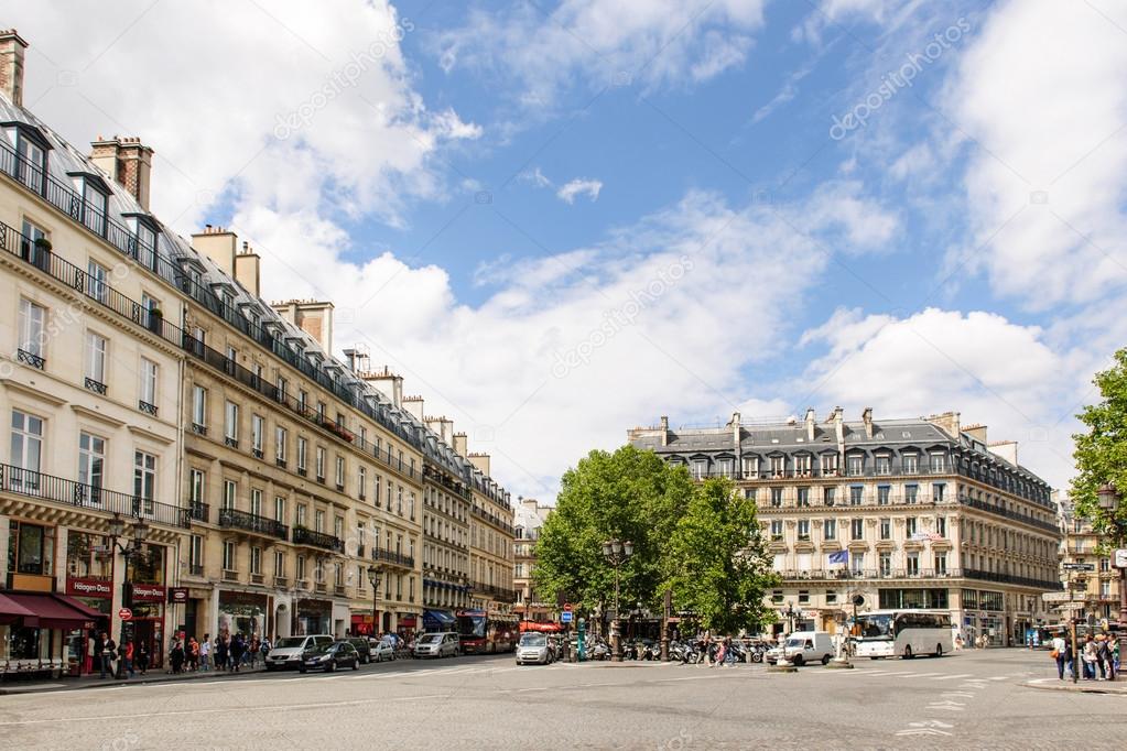 Avenue de l'Opera and Rue Saint Honore Stock Editorial Photo