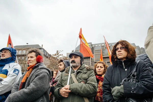 Protesters gathered at Kleber Square protesting government's pla — Zdjęcie stockowe