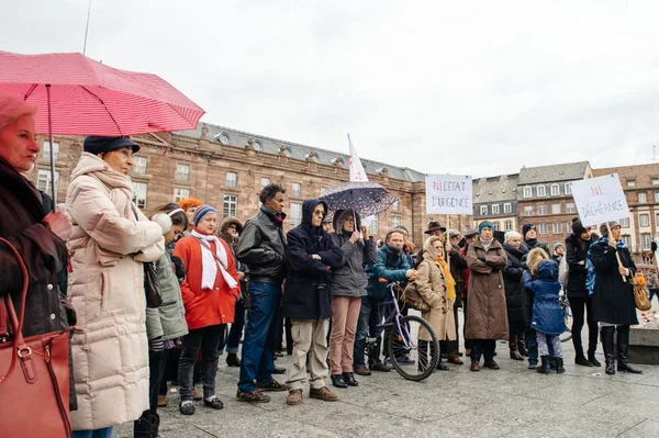 Protesters gathered at Kleber Square protesting government's pla — ストック写真