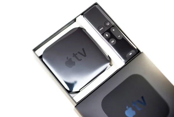 New Apple TV unboxing — 图库照片