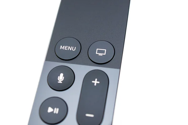 Nueva microconsola del reproductor de streaming multimedia del Apple TV Siri Remote — Foto de Stock