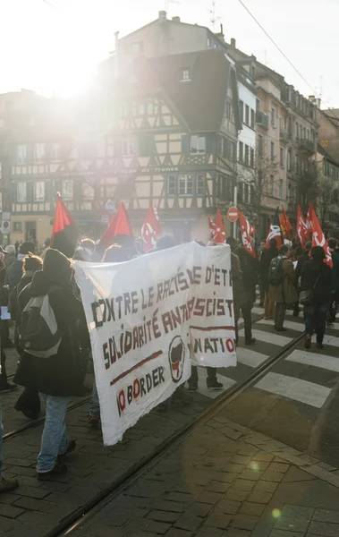 Französische Demonstration gegen den Ausnahmezustand der Regierung — Stockfoto